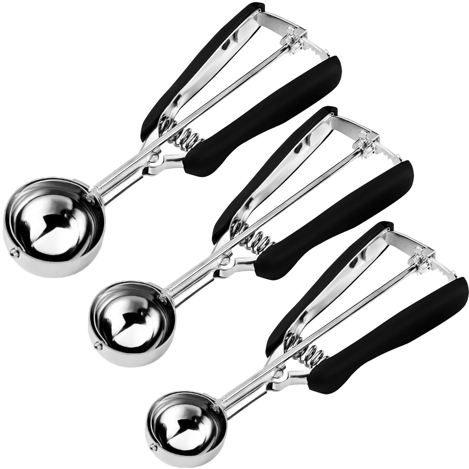 Cookie Scoop Set – 3 Sizes 1 Tbsp 2 Tbsp 3 Tbsp Stainless Steel Baking Scoops for Cookies Cupcakes & Ice Cream
