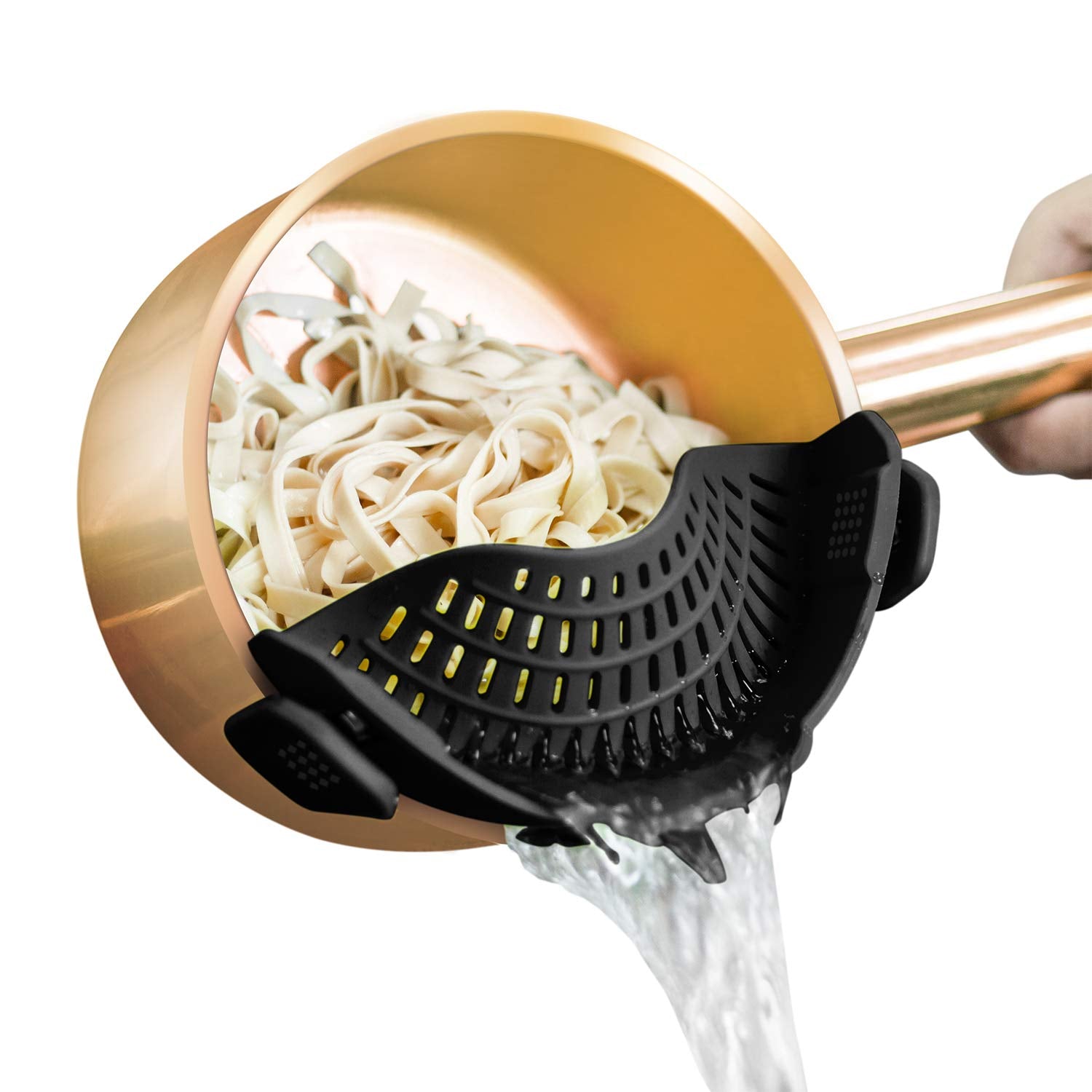 Clip On Silicone Strainer for Pots & Pans – Pasta, Meat, Vegetables & Fruit Kitchen Colander