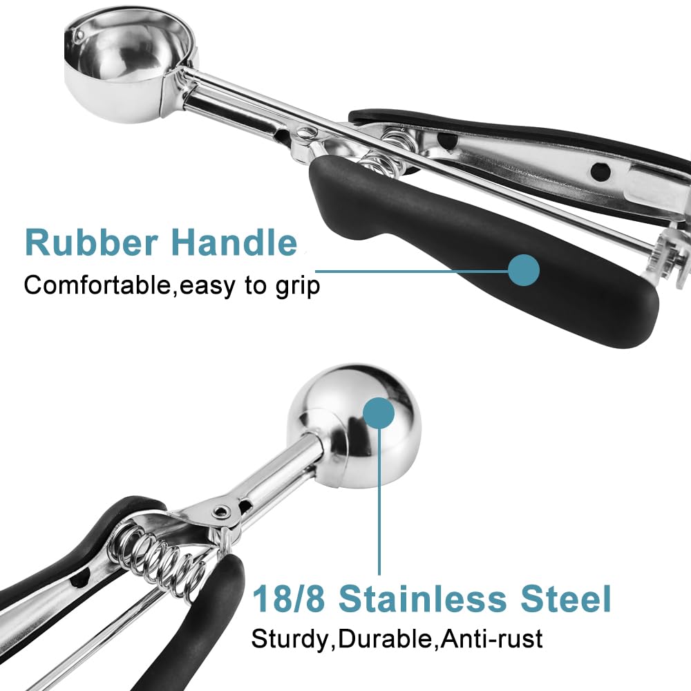 Cookie Scoop Set – 3 Sizes 1 Tbsp 2 Tbsp 3 Tbsp Stainless Steel Baking Scoops for Cookies Cupcakes & Ice Cream