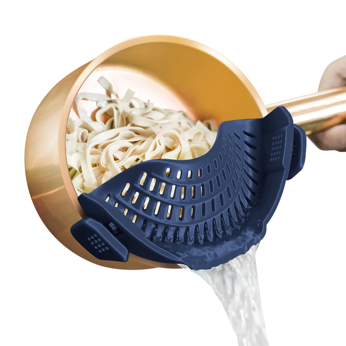 Clip On Silicone Strainer for Pots & Pans – Pasta, Meat, Vegetables & Fruit Kitchen Colander