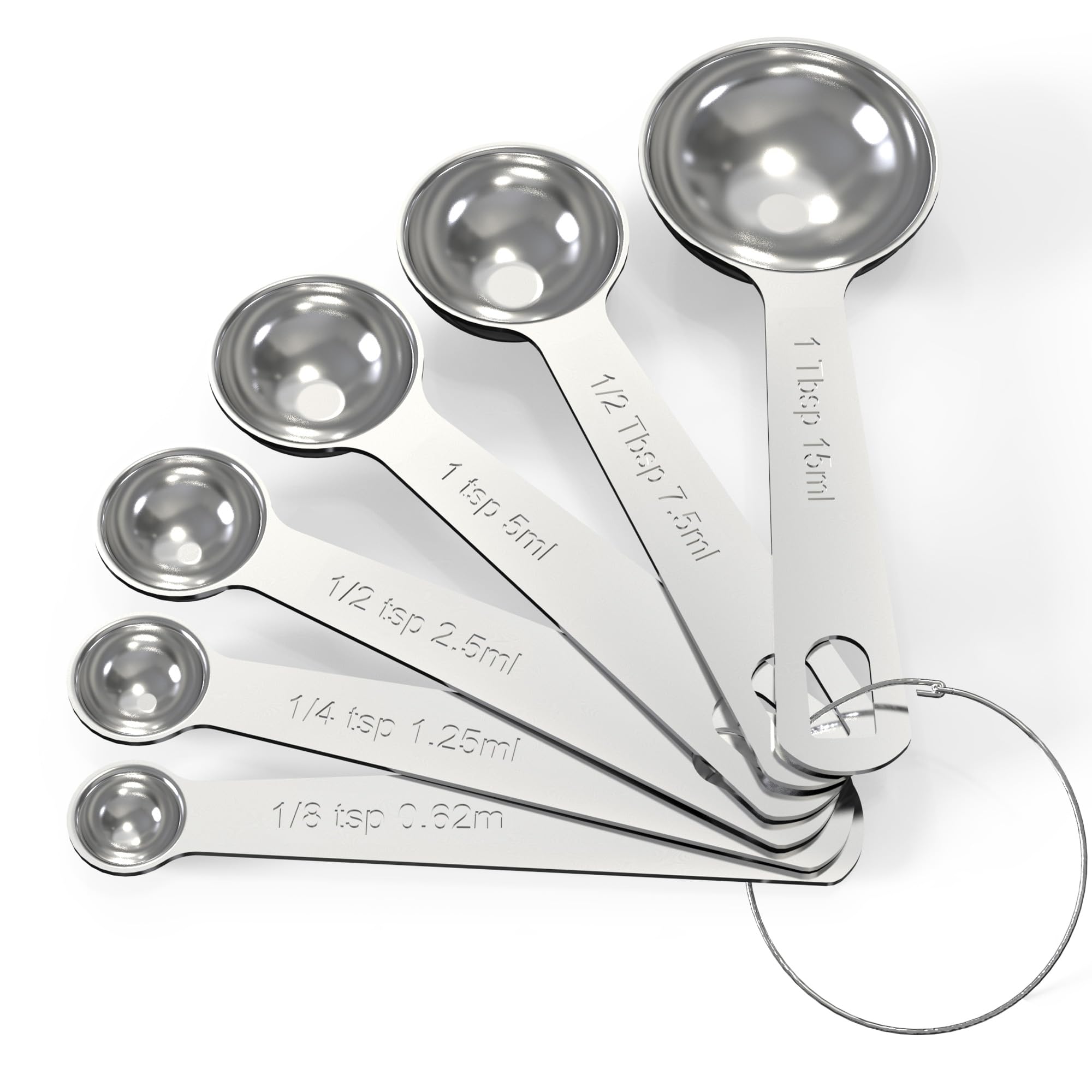 Stainless Steel Measuring Spoons Set – 6 Piece Coffee & Baking Kitchen Scoops
