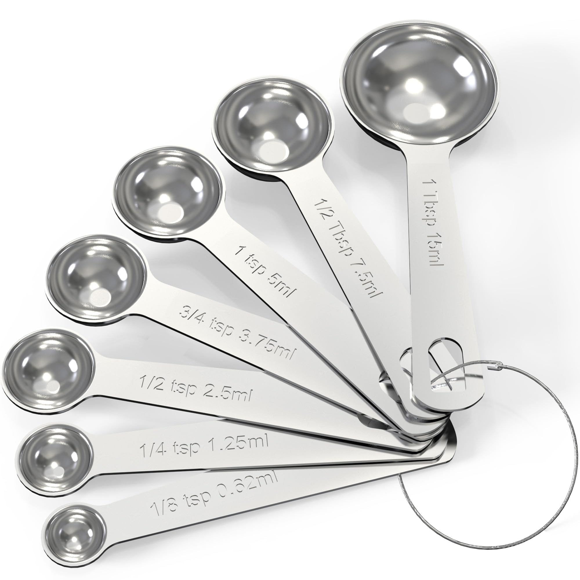 Stainless Steel Measuring Spoons Set – 6 Piece Coffee & Baking Kitchen Scoops