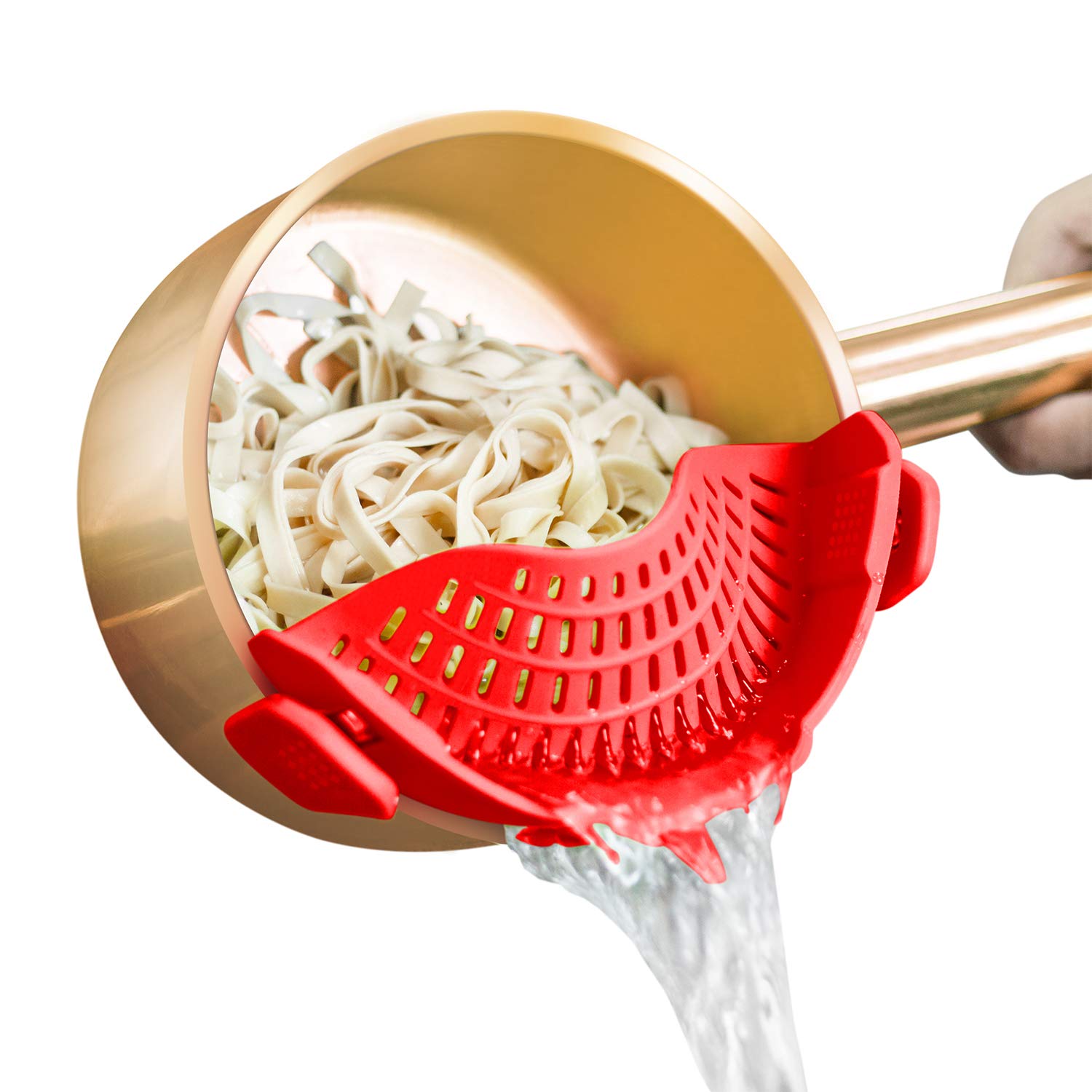 Clip On Silicone Strainer for Pots & Pans – Pasta, Meat, Vegetables & Fruit Kitchen Colander