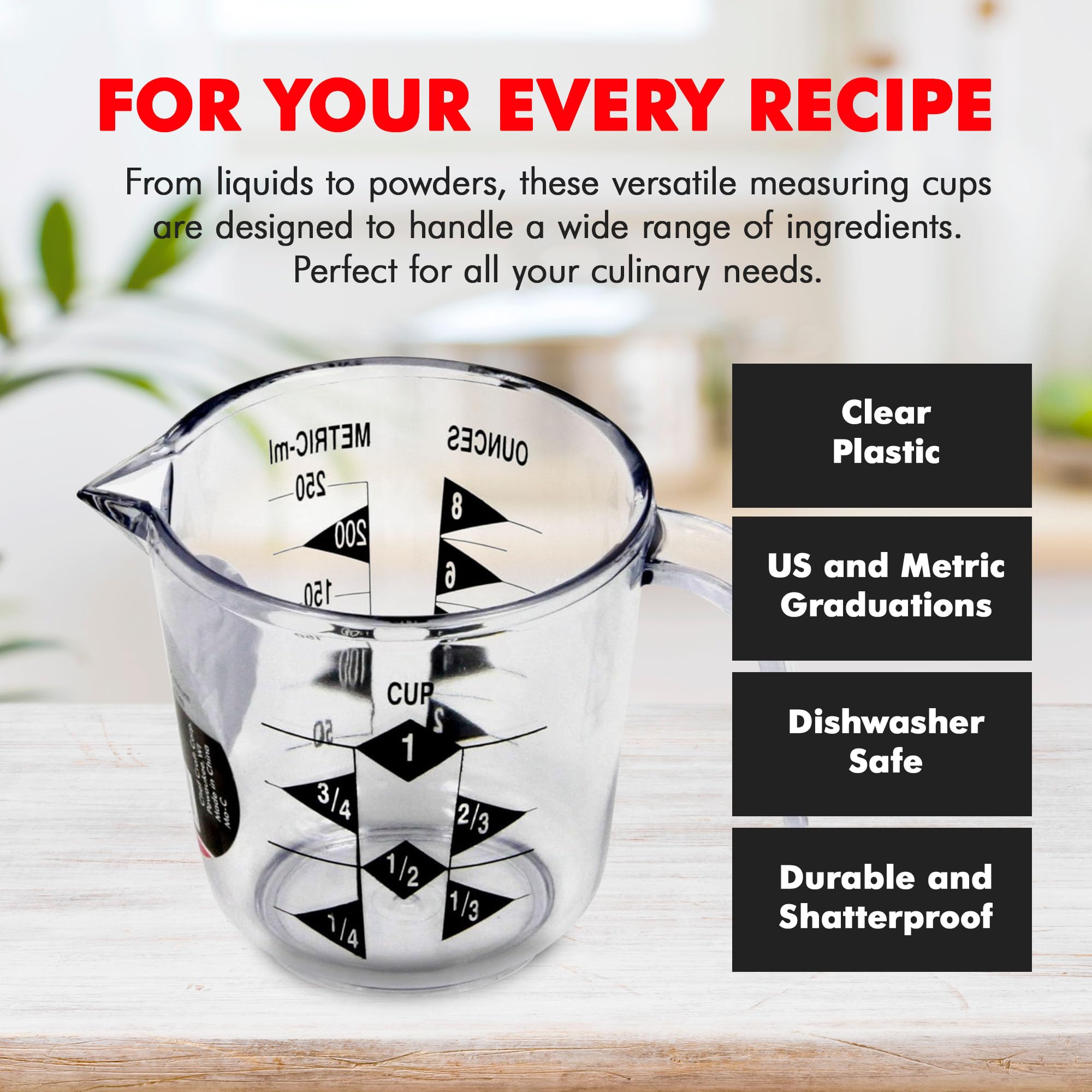 2 Cup Clear Plastic Measuring Cup – Kitchen Measurement Cup