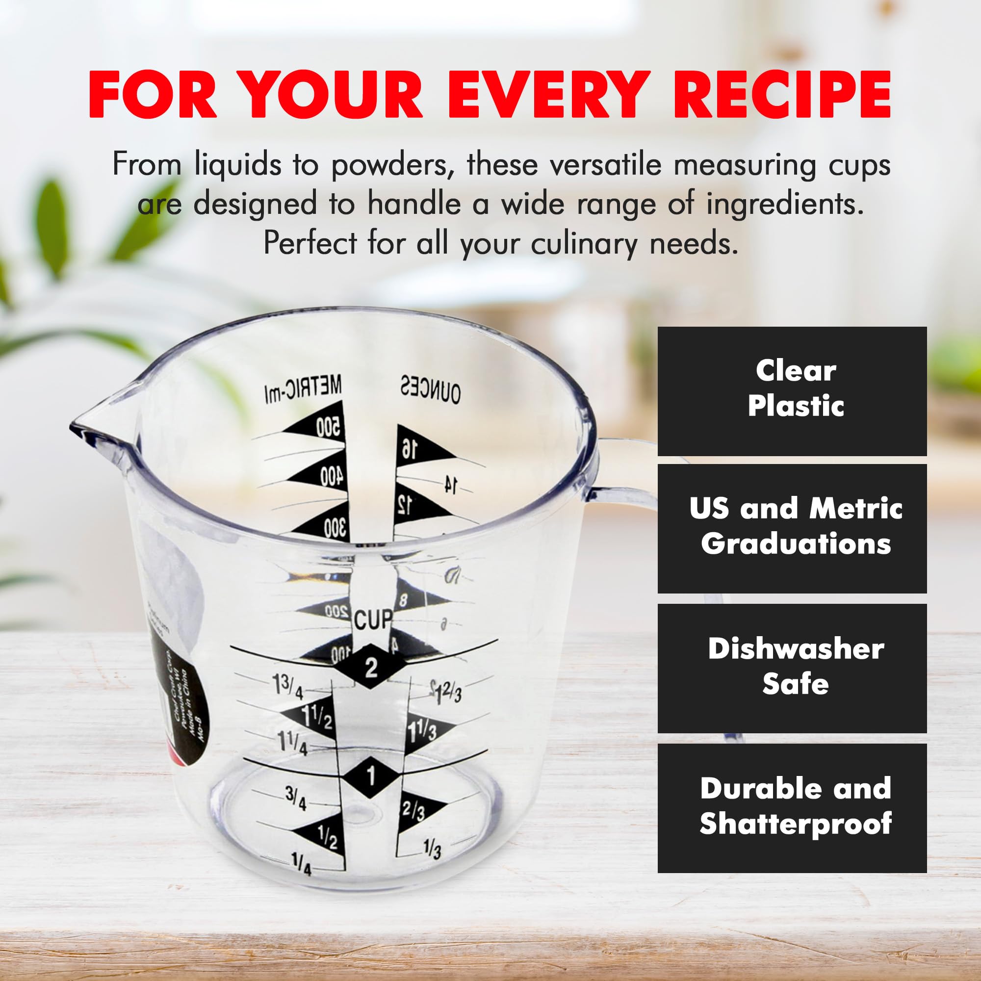 2 Cup Clear Plastic Measuring Cup – Kitchen Measurement Cup