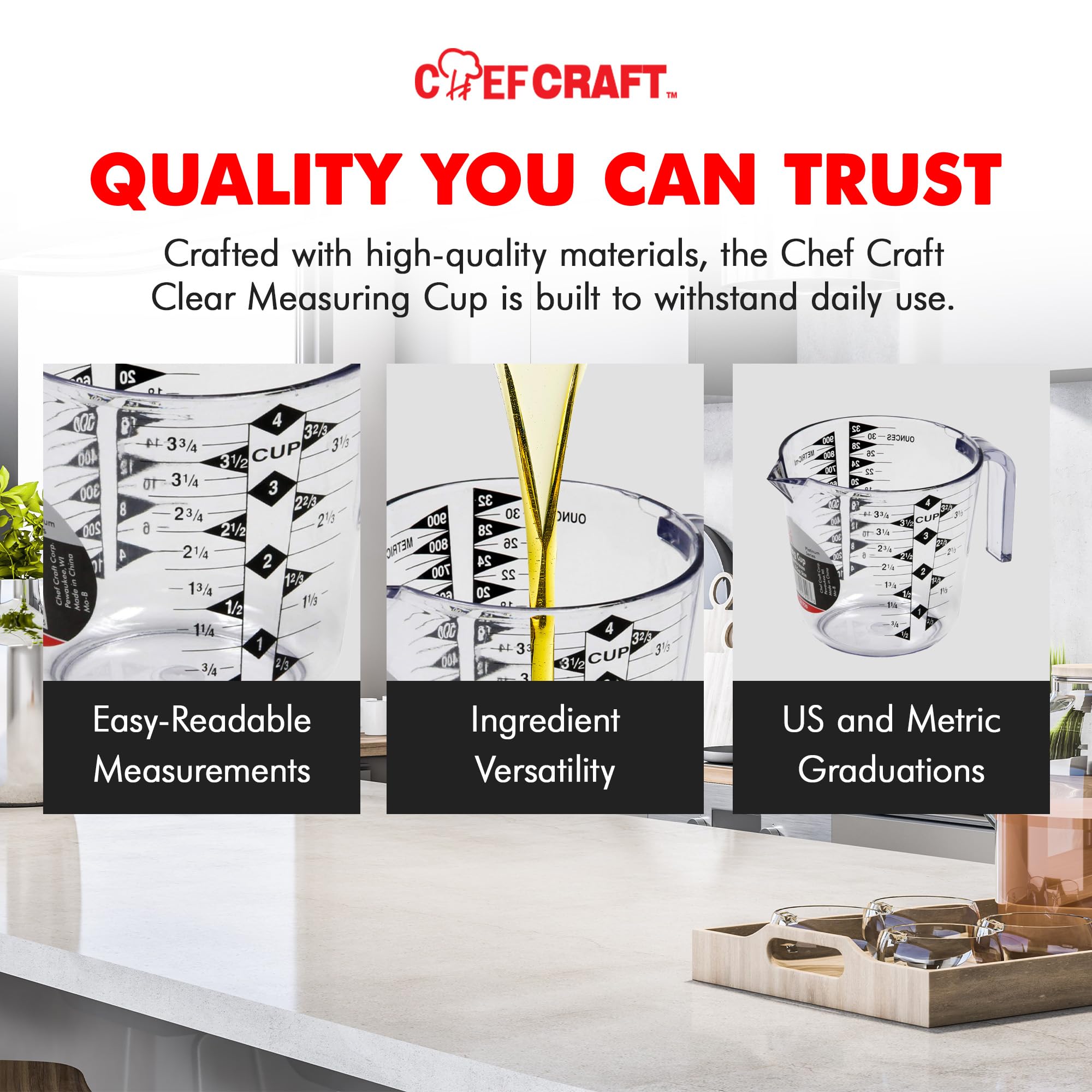 2 Cup Clear Plastic Measuring Cup – Kitchen Measurement Cup