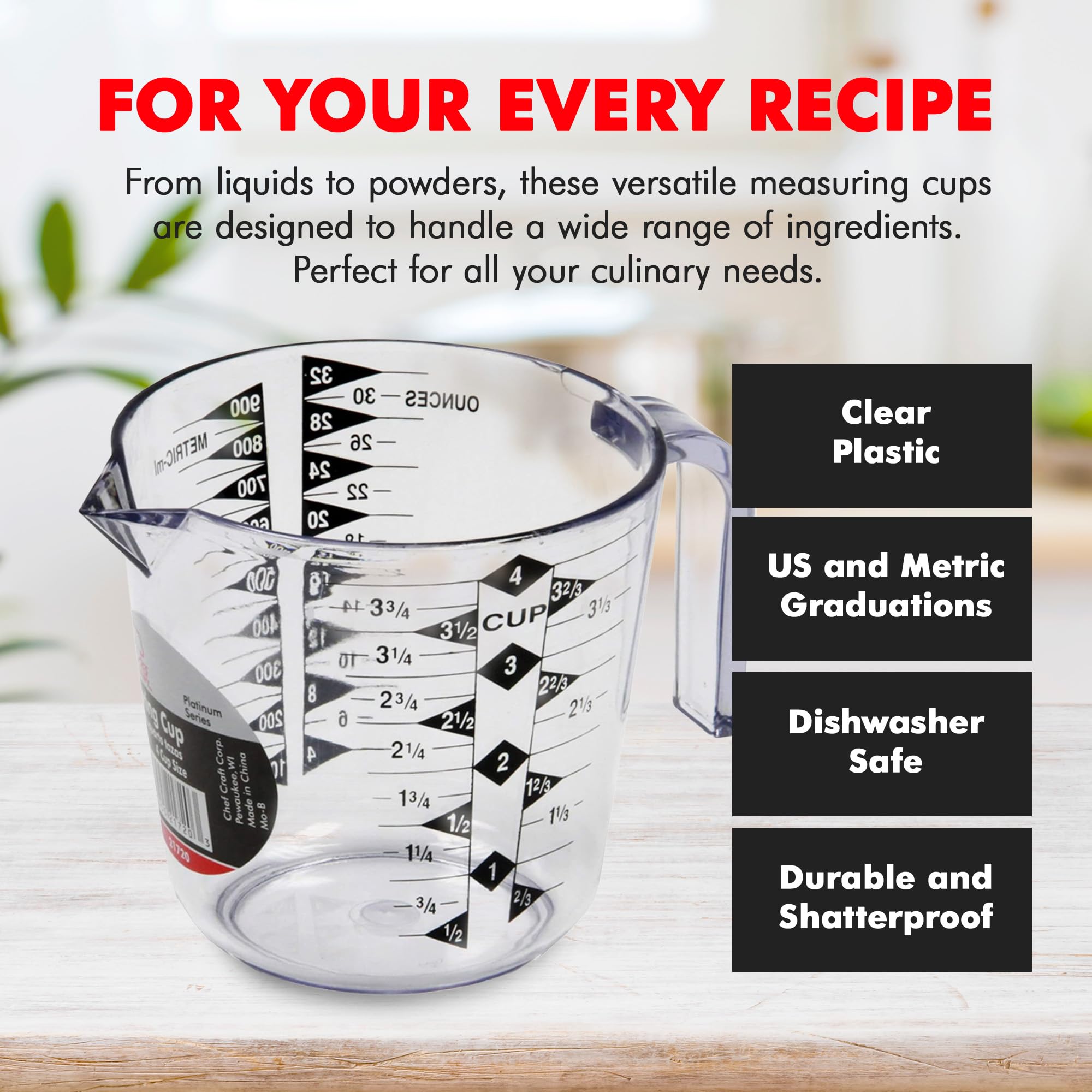 2 Cup Clear Plastic Measuring Cup – Kitchen Measurement Cup